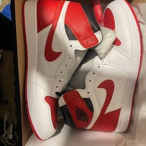 Nike Red and White Leather Sneakers